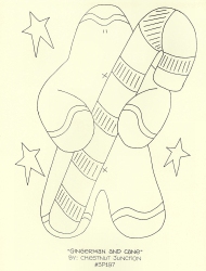 Gingerman and Cane Primitive Stitchery Embroidery Pattern