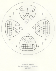 Grin'n Jacks Primitive Halloween Candle Mat Stitchery Pattern and e-Pattern