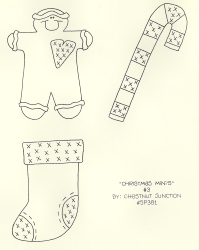 Christmas Mini's 3 Primitive Ornie Ornament Stitchery Pattern and e-Pattern