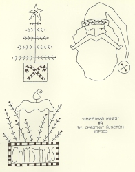 Christmas Mini's 4 Primitive Ornie Ornament Stitchery Pattern and e-Pattern